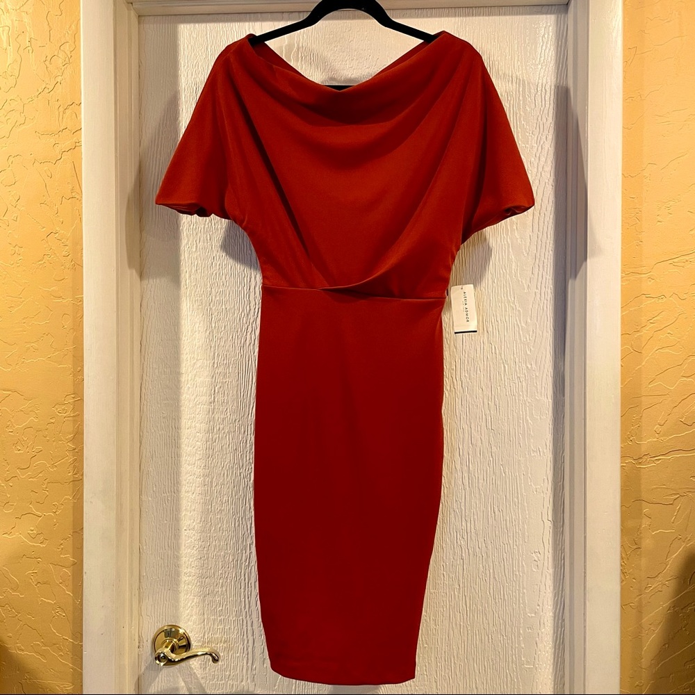 NWT Alexia Admor Red Drape Neck Dress XS